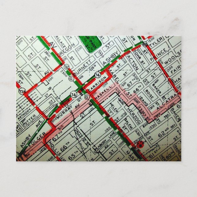 Berkeley, CA Vintage Karta Vykort (Framsida)