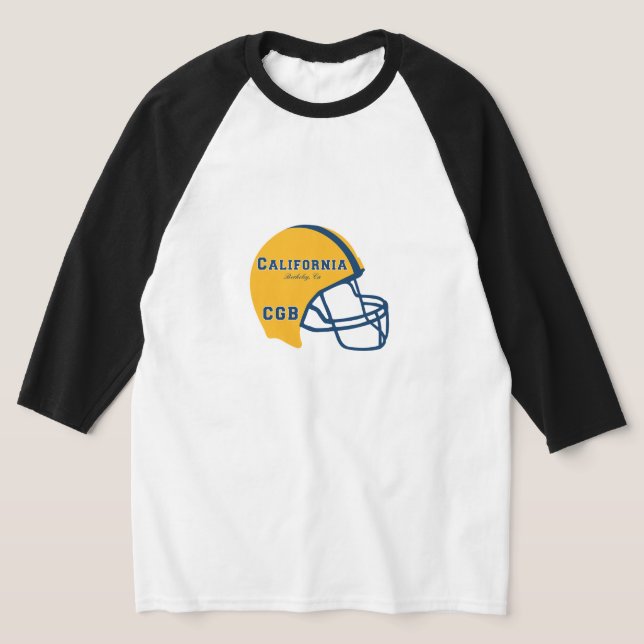 Berkeley California CA Football Helmet Logotyp T Shirt (Laydown)