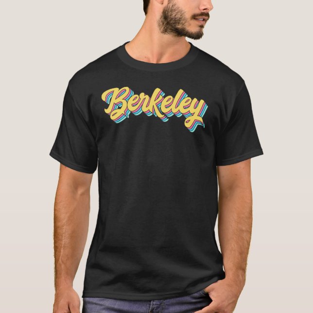 Berkeley California Ca Varsity Stil Amber Text T Shirt (Framsida)