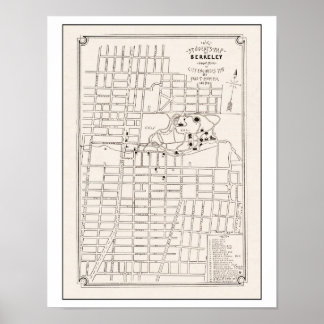 Berkeley California City Karta 1898 Poster