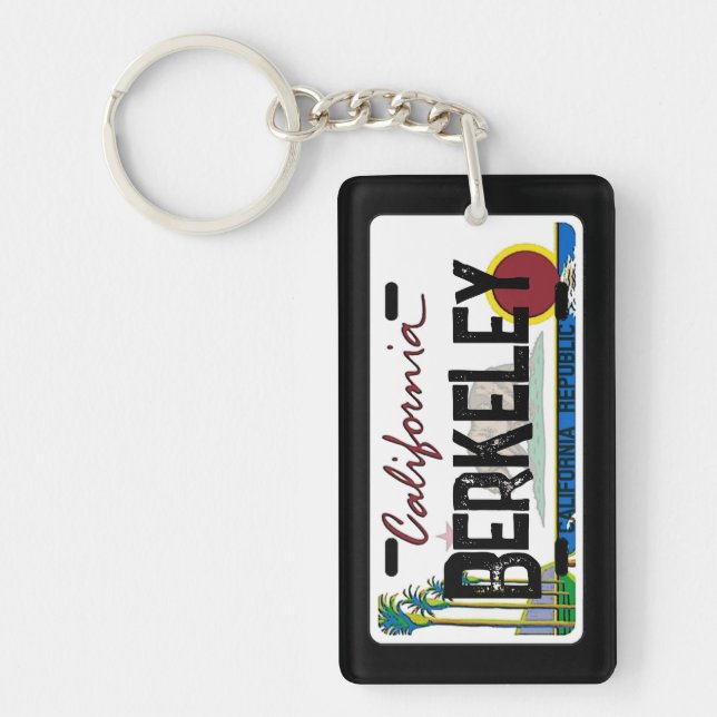 Berkeley California flag license plate keychain Nyckelring (Framsidan)