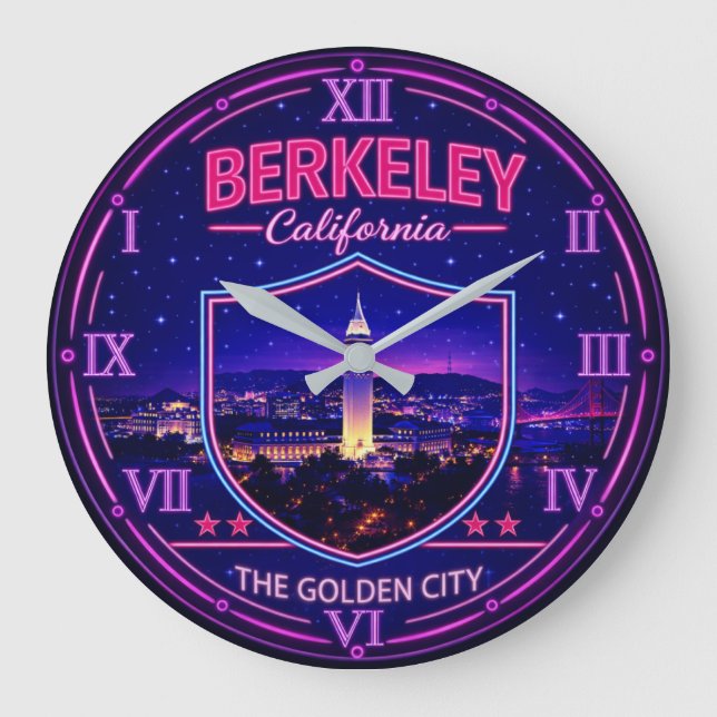 Berkeley California Neon Landmark Stor Klocka (Framsida)
