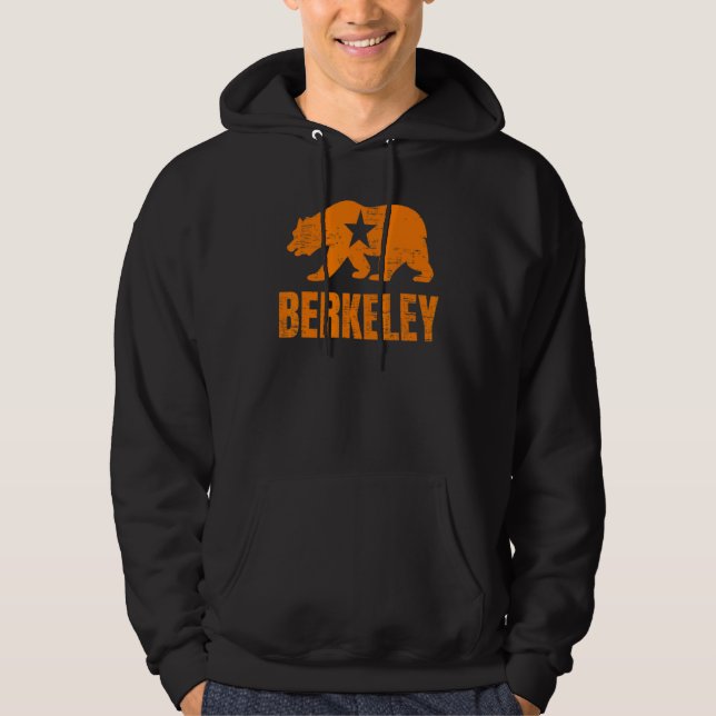 Berkeley California Republik Björn Distressed Vint Hoodie (Framsida)