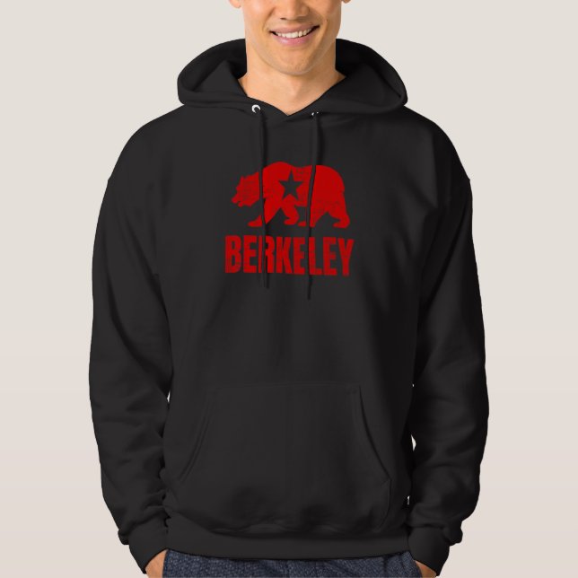 Berkeley California Republik Björn Distressed Vint Hoodie (Framsida)