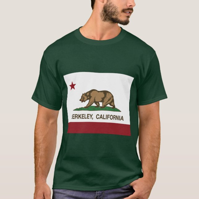 Berkeley California Republik Flagga T Shirt (Framsida)
