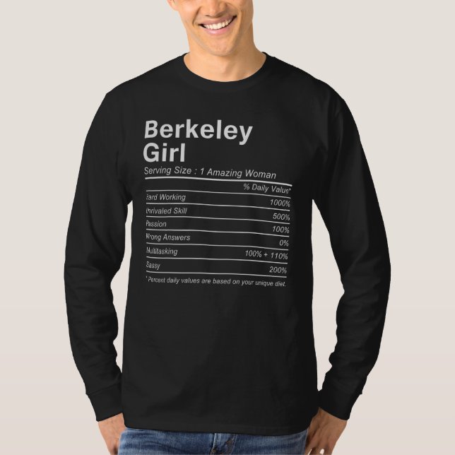 BERKELEY GIRL CA CALIFORNIA Nutrition Facts  City  T Shirt (Framsida)
