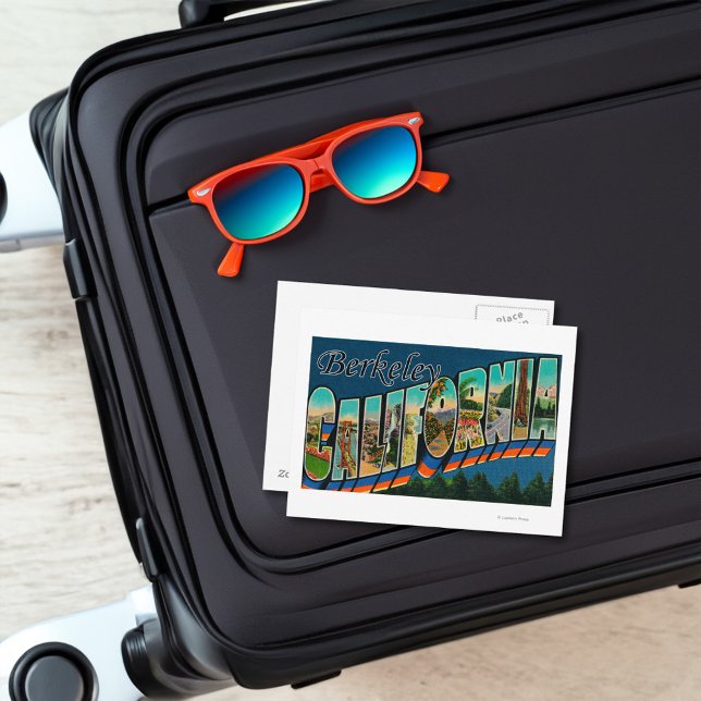 Berkeley, Kalifornien - Stora Brev Scenes Vykort (Card on suitcase)