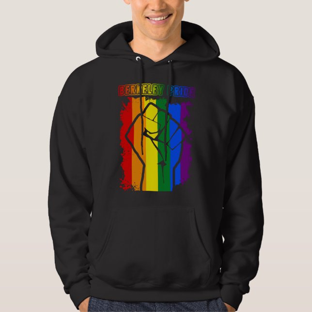 Berkeley LGBT Pride Month LGBTQ Rainbow Flag Gay L Hoodie (Framsida)