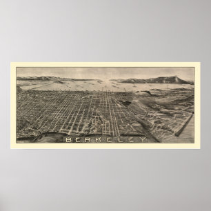 Berkeley panorama- karta för CA - 1909 Poster