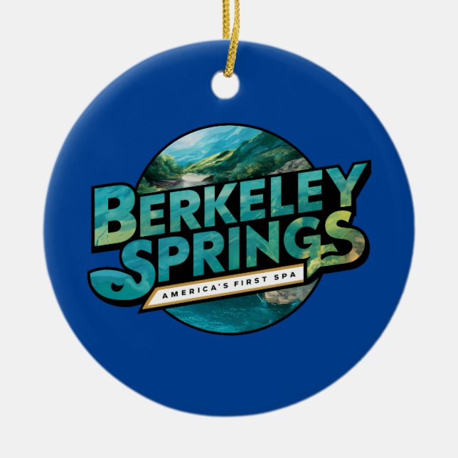 Berkeley Springs Illustration Reslogotyp Julgransprydnad Keramik (Framsidan)