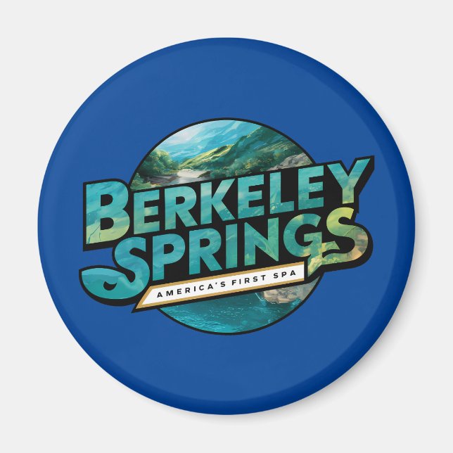 Berkeley Springs Illustration Reslogotyp Magnet (Framsidan)