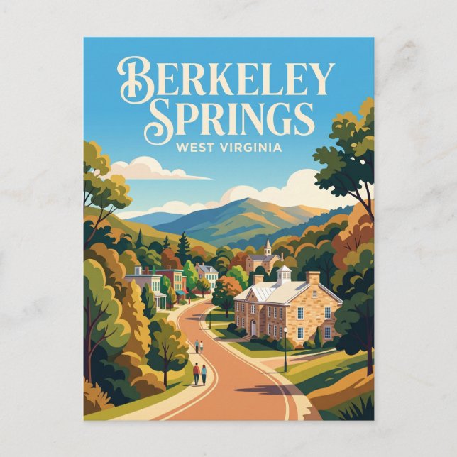 Berkeley Springs USA översätts till Berkeley Sprin Vykort (Framsida)