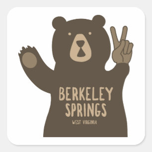 Berkeley Springs West Virginia Fredensbjörn Fyrkantigt Klistermärke