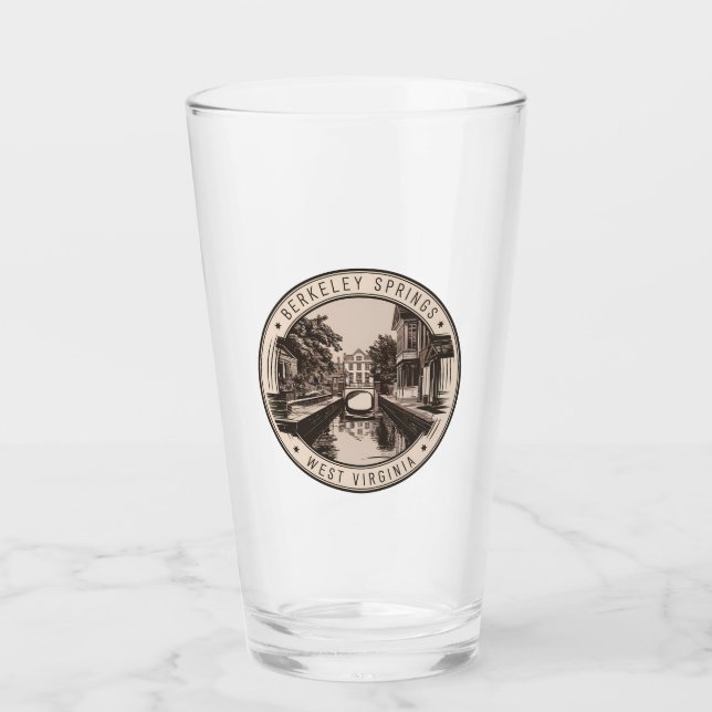 Berkeley Springs West Virginia Illustration Badge Glaskopp (Framsida)