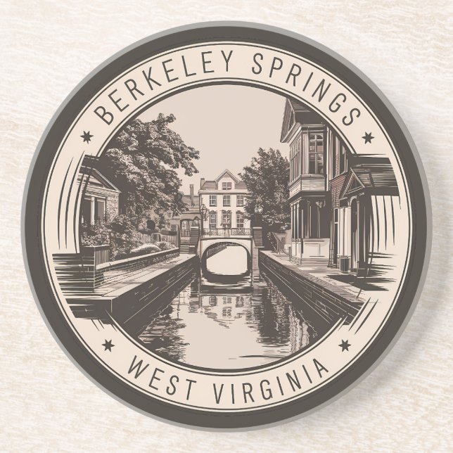 Berkeley Springs West Virginia Illustration Badge Underlägg (Framsidan)
