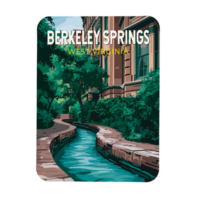 Berkeley Springs West Virginia Illustration Resa Magnet (Vertikal)
