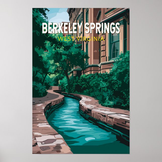 Berkeley Springs West Virginia Illustration Resa Poster (Framsidan)