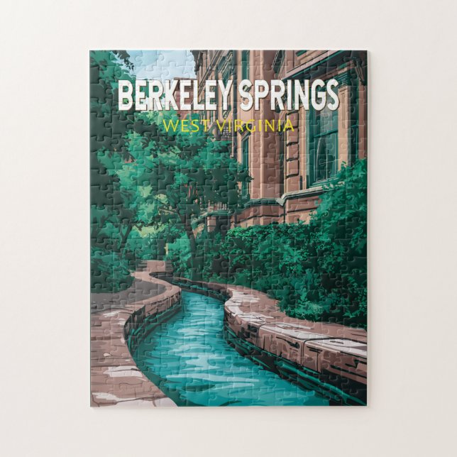 Berkeley Springs West Virginia Illustration Resa Pussel (Vertikal)
