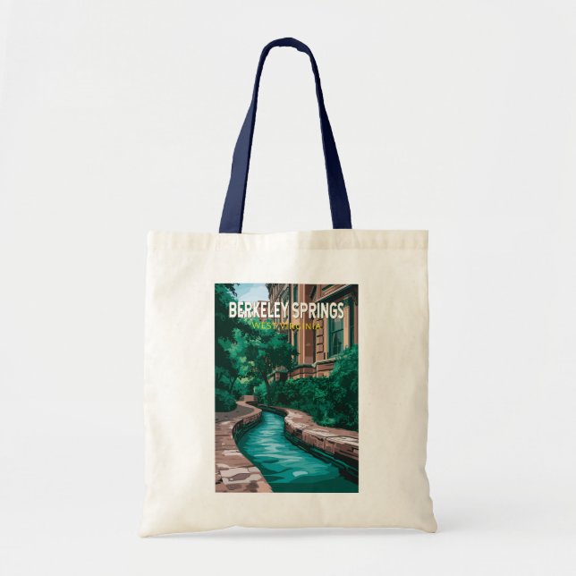 Berkeley Springs West Virginia Illustration Resa Tygkasse (Framsidan)