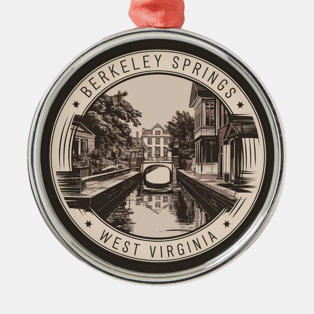 Berkeley Vår Väster Virginia Illustration Badge Julgransprydnad Metall (Framsidan)