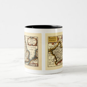 Berkshire Barkshire County England Antiquarian Kar Två-Tonad Mugg