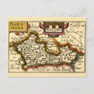 Berkshire Berkshire County England Antik Karta Vykort