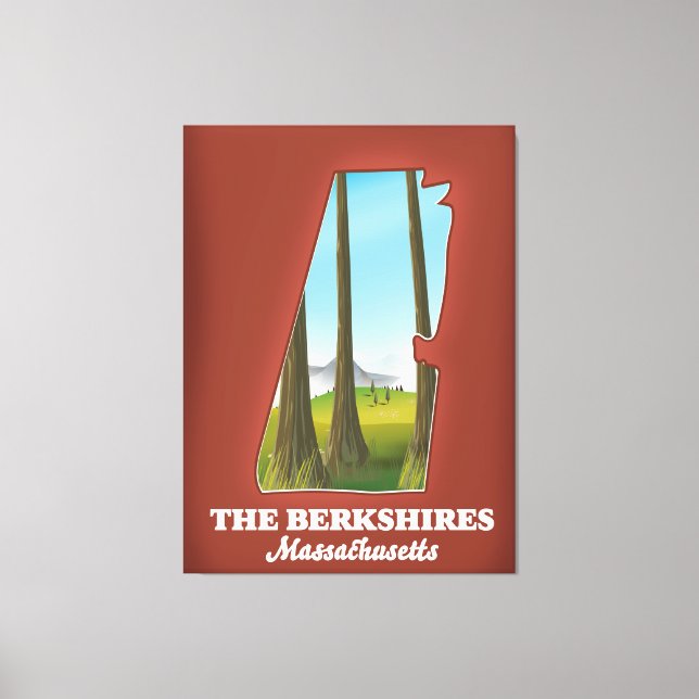 Berkshires Massachusetts karta Canvastryck (Framsida)