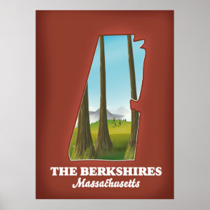 Berkshires Massachusetts karta Poster