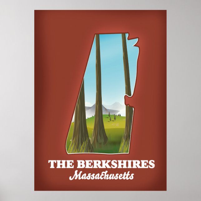 Berkshires Massachusetts karta Poster (Framsidan)