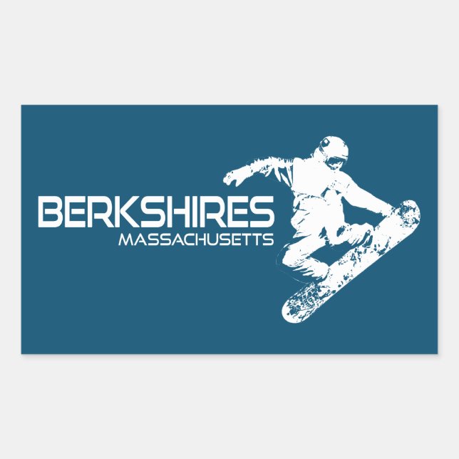 Berkshires Massachusetts Snowboarder Rektangulärt Klistermärke (Framsida)