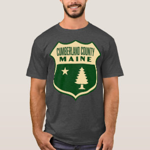 Berland County Maine Retro Gräs Träd Shield Tan T Shirt