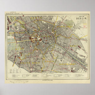 Berlin 1883 Historisk Karta – Letts Popular Atlas Poster