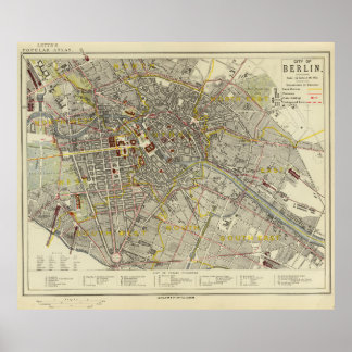 Berlin 1883 Historisk Karta – Letts Popular Atlas Poster