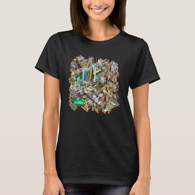 Berlin 90s Retro Video Game City Building Map Game T Shirt (Framsida)