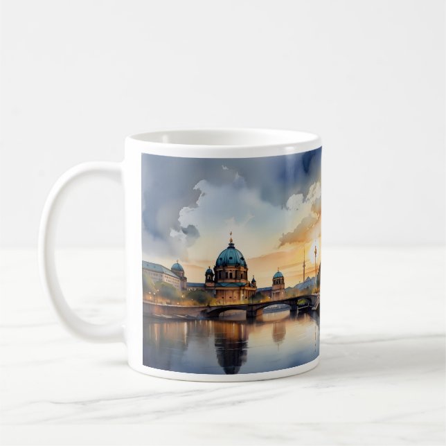 Berlin akvarell konst kaffemugg (Vänster)