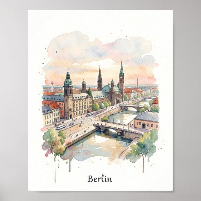 Berlin akvarellkonst poster (Framsidan)