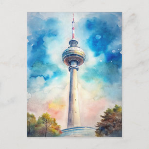 Berlin Alexanderplatz Torn Watercolor Vykort