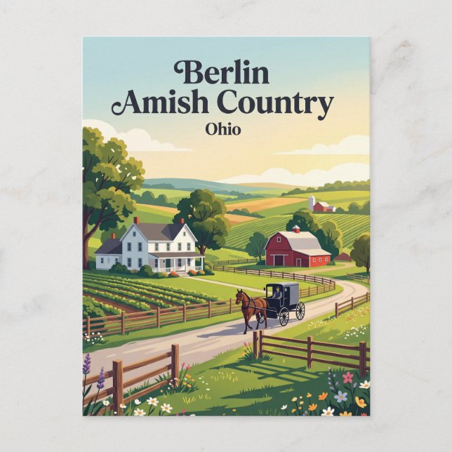 Berlin Amish Country Ohio Vykort (Framsida)