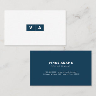 Berlin Blue White   Enkel, modern, minimal monogra Visitkort