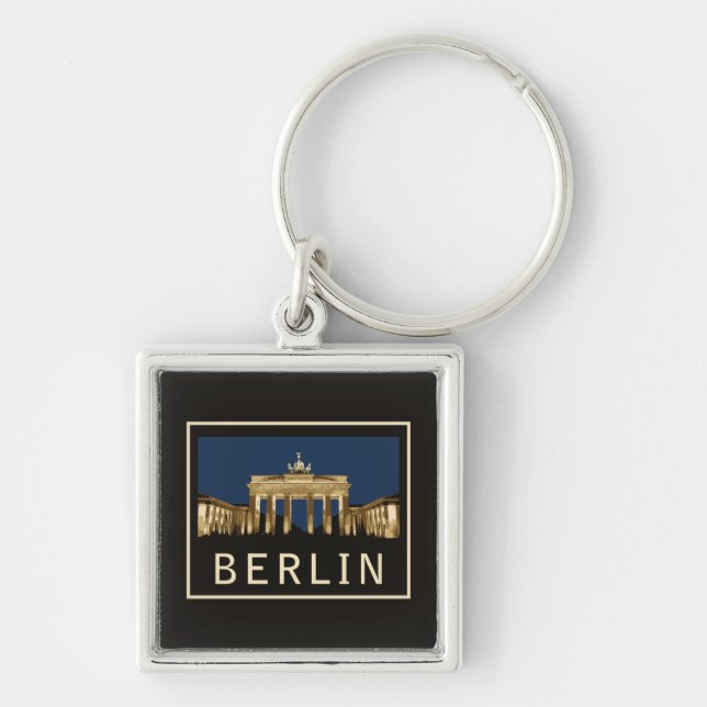 Berlin Brandenburg grind Fyrkantig Silverfärgad Nyckelring (Framsidan)