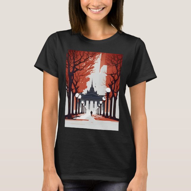 Berlin Brandenburg Minimalist Gate T Shirt (Framsida)