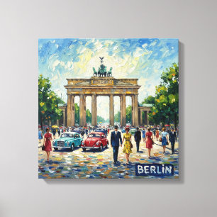 Berlin Brandenburger Tor Klassiska Bilar Väggdekor Canvastryck