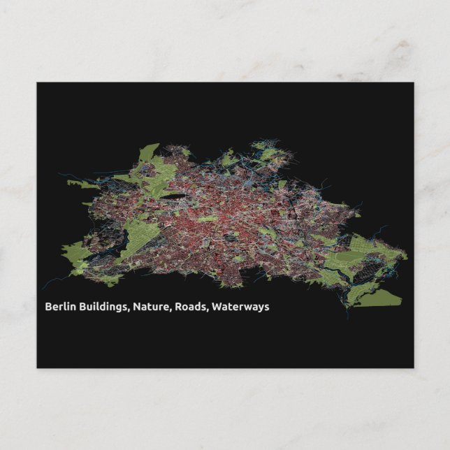 Berlin Byggnad, natur, vägar, vattenvägar - Skriv  Vykort (Framsida)