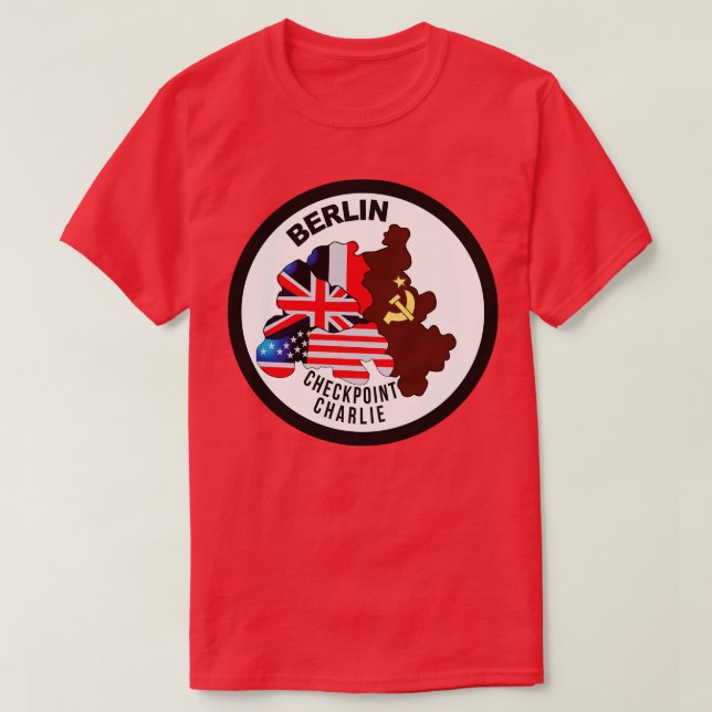 Berlin Checkpoint Charlie Round Bright X T Shirt (Design framsida)