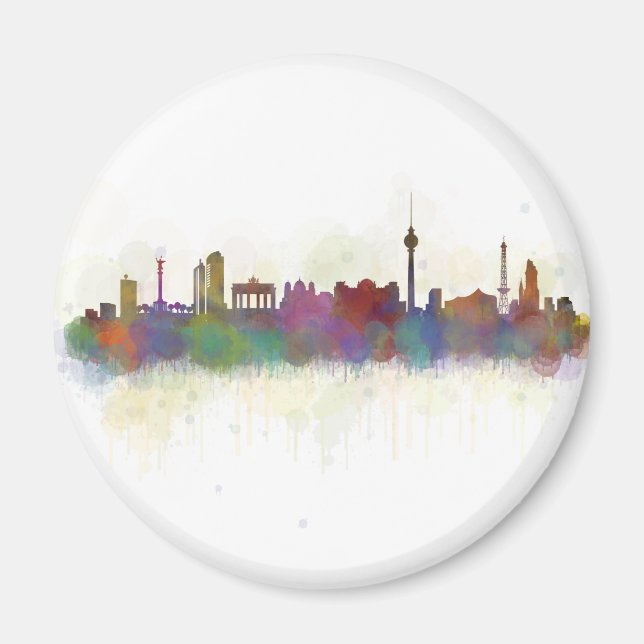 Berlin city Germany. Deutsche Skyline art v2 Magnet (Framsidan)