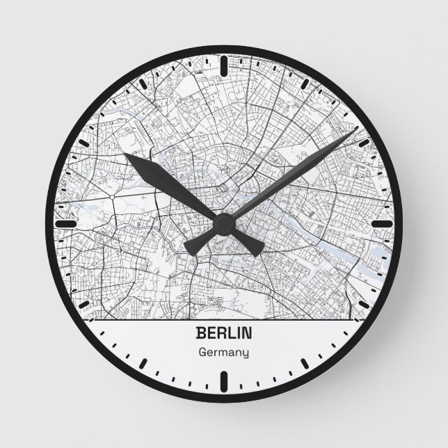 Berlin Clock City Line Art Rund Klocka (Framsida)
