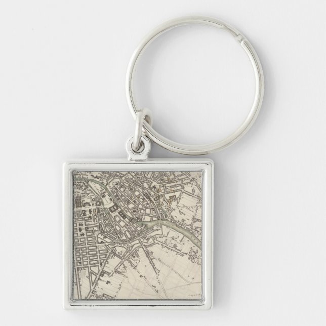 Berlin Fyrkantig Silverfärgad Nyckelring (Framsidan)