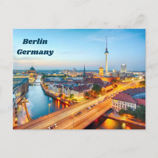 Berlin, Germany Downtown in the Evening  Vykort (Framsida)