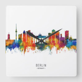 Berlin Germany Skyline Fyrkantig Klocka
