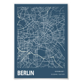 Berlin - Germary Blueprint City Karta Fototryck